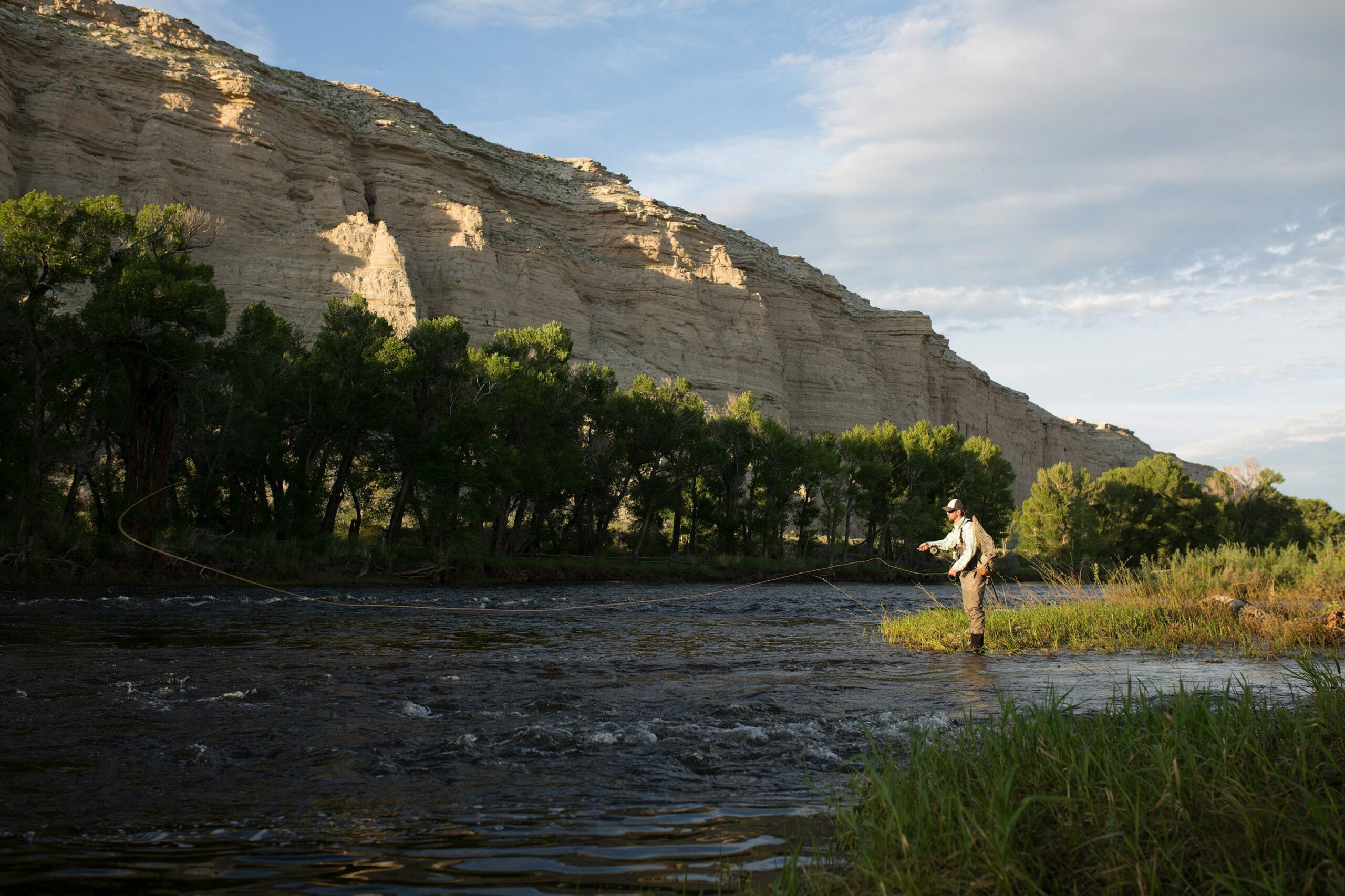 Man wade fishing